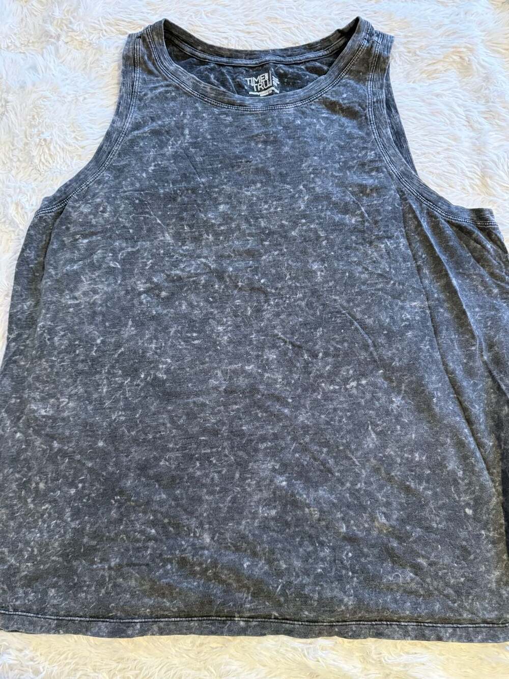 Time and Tru Mineral Wash Tank Top Size XXL Black Acid Wash Sleeveless